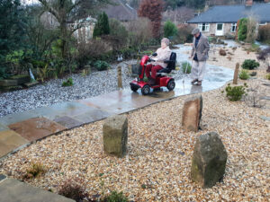 Wheelchair friendly paths in Croft Bungalow garden